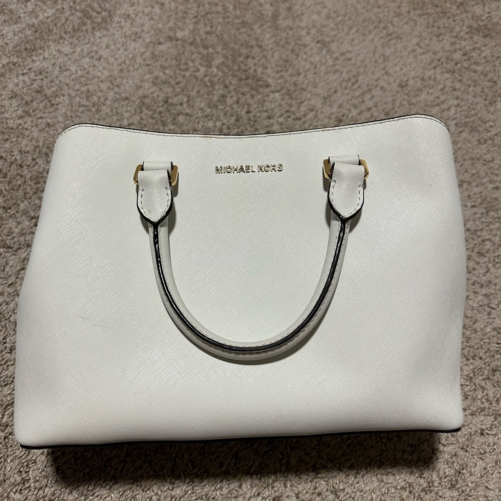 MICHAEL Michael Kors White Handbag with Gold Details